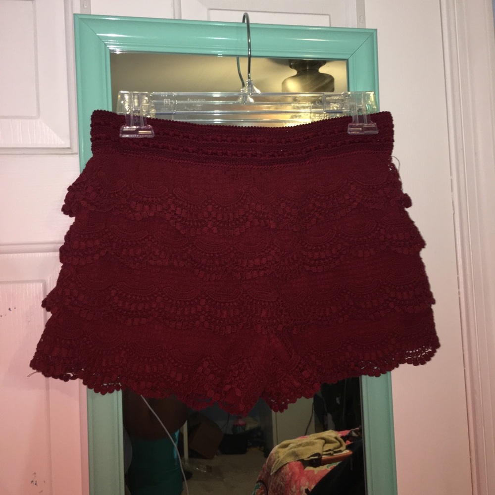 Red Ruffle Pattern Shorts